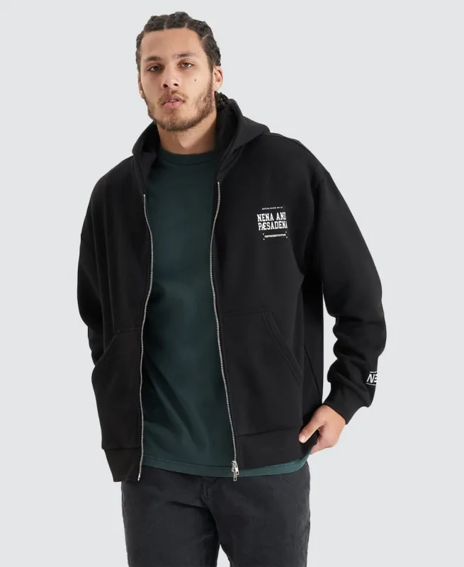 Overtaking Relaxed Hooded Zip Jumper Jet Black made by Nena and Pasadena