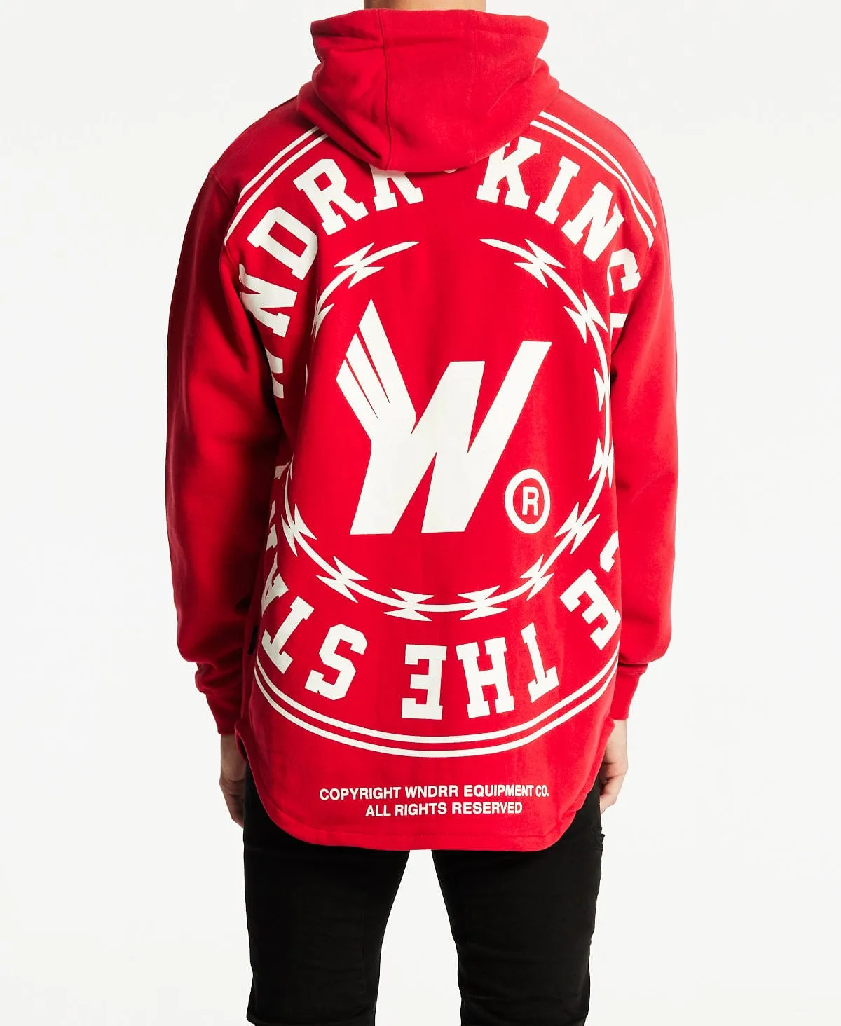 Ornament Curved Hem Hoodie Red sold by Neverland