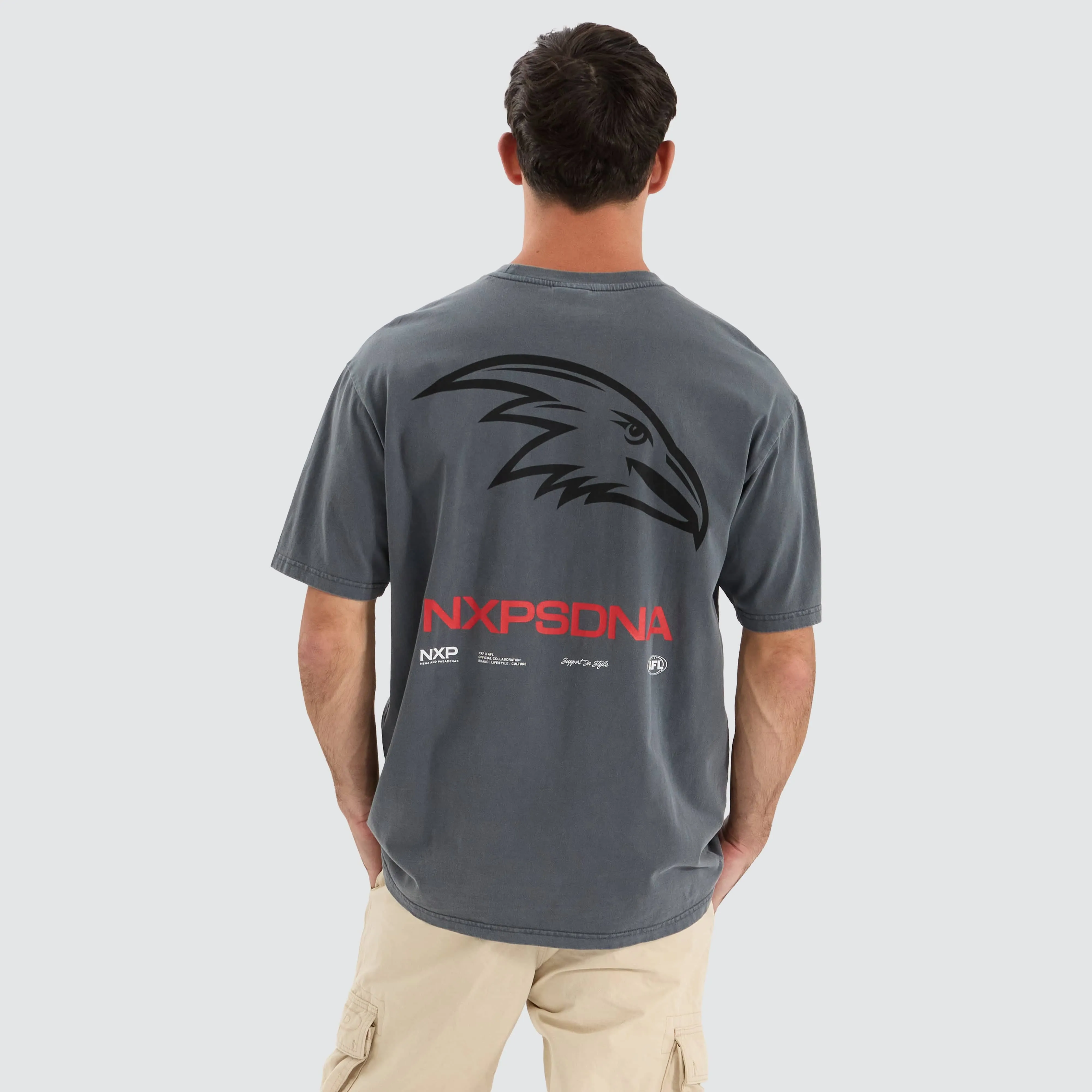 Adelaide Crows AFL Box Fit Tee Pigment Charcoal sold by Neverland