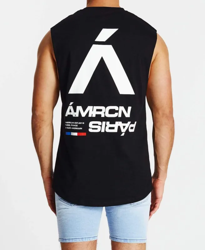 Enorme Scoop Back Muscle Tee Jet Black sold by Neverland