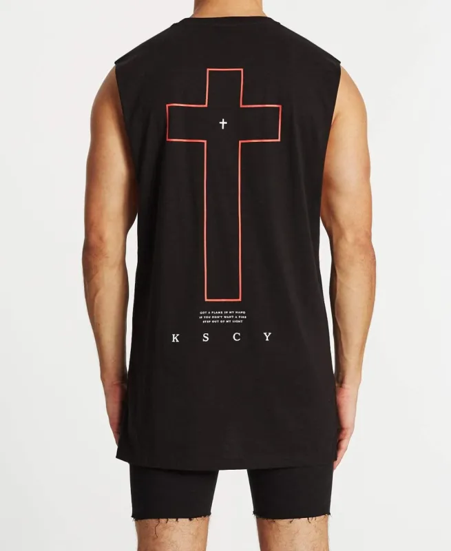 Resident Step Hem Muscle Tee Jet Black sold by Neverland