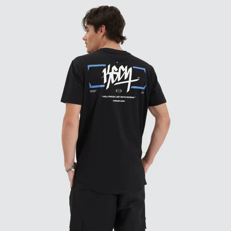 Erased Unit Dual Curved Tee Jet Black sold by Neverland