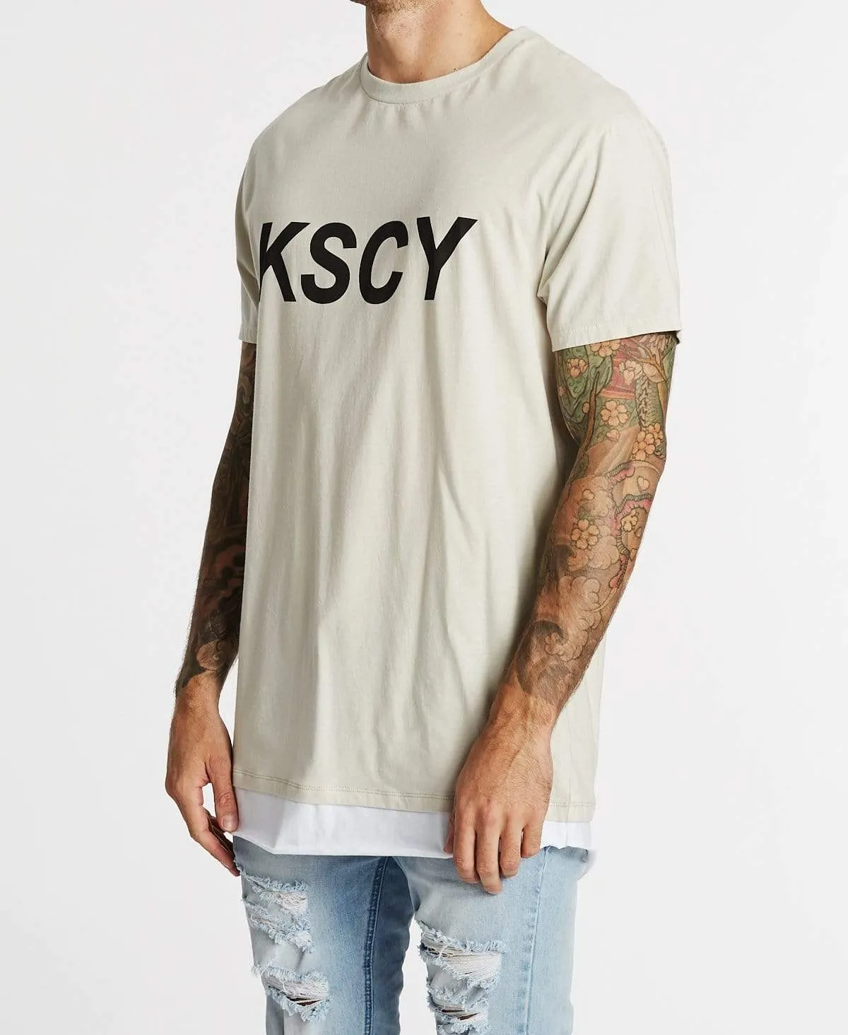 Cyclone Layered Hem Relaxed Fit T-Shirt Pigment Stone sold by Neverland product image thumbnail 3