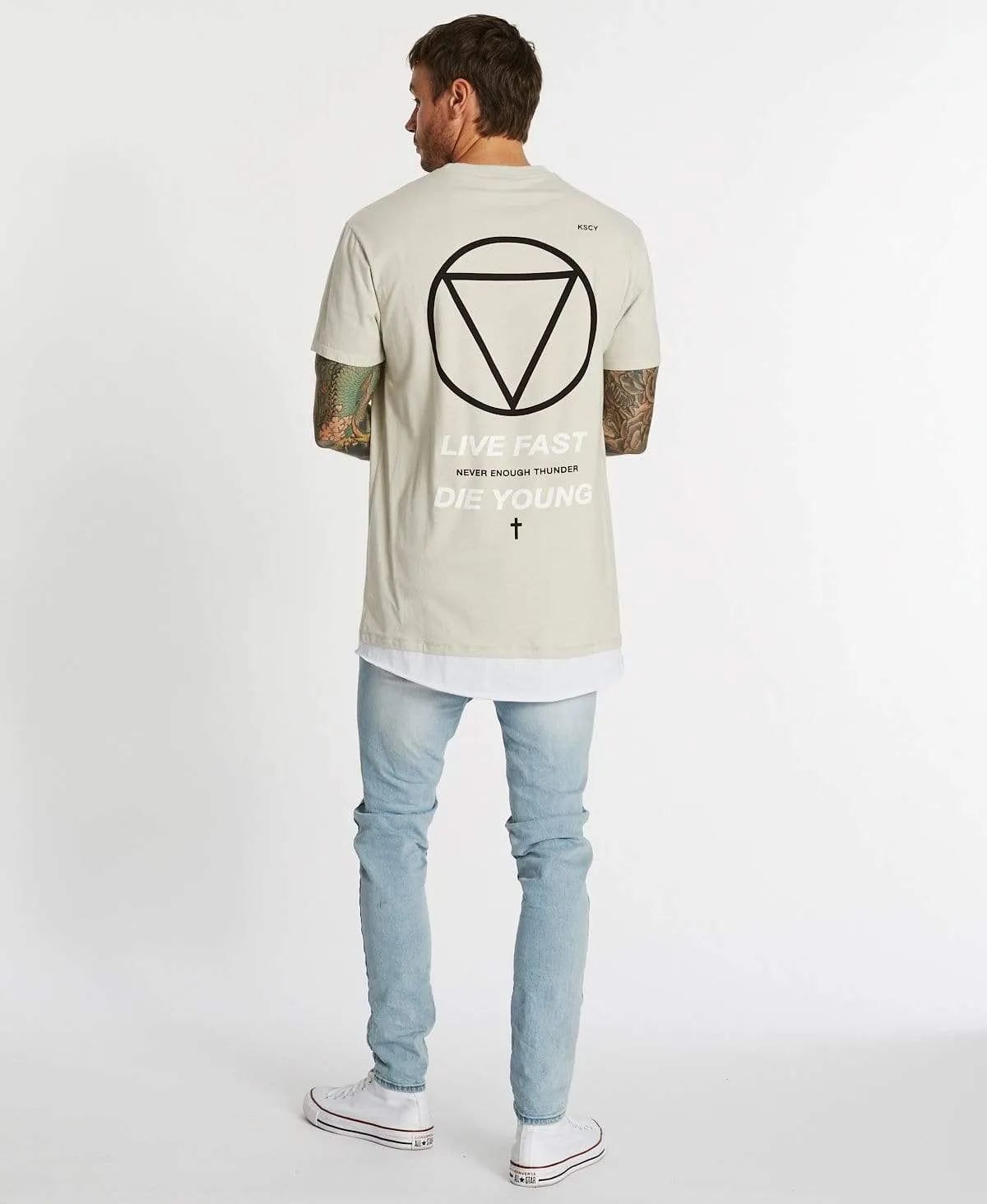 Cyclone Layered Hem Relaxed Fit T-Shirt Pigment Stone sold by Neverland product image thumbnail 5