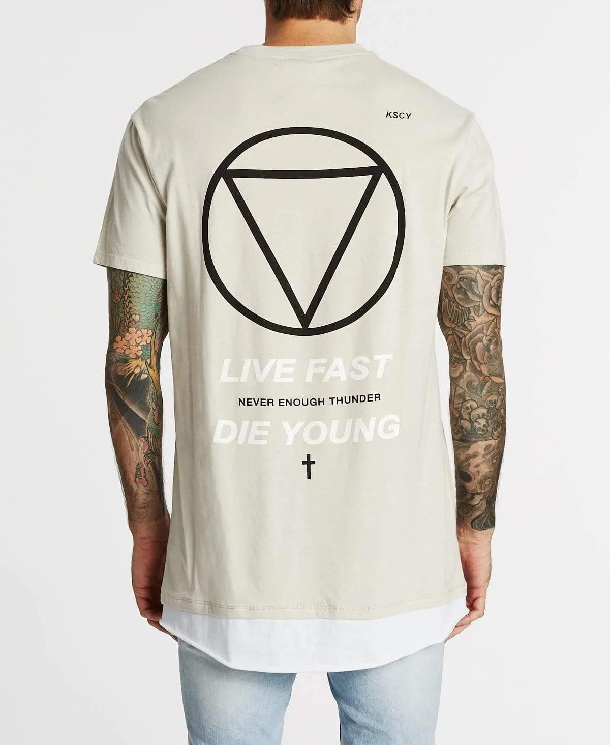 Cyclone Layered Hem Relaxed Fit T-Shirt Pigment Stone sold by Neverland
