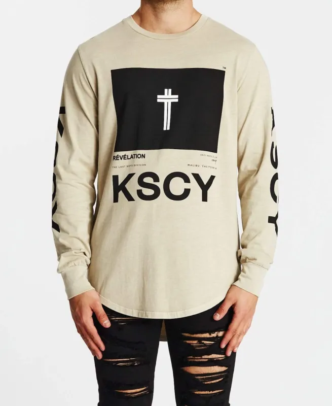 Crossed Cape Back Long Sleeve T-Shirt Pigment Sand sold by Neverland