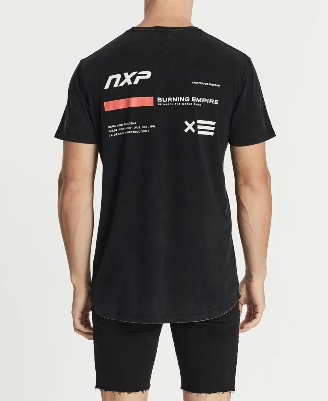 Burning Scoop Back T-Shirt Acid Black sold by Neverland