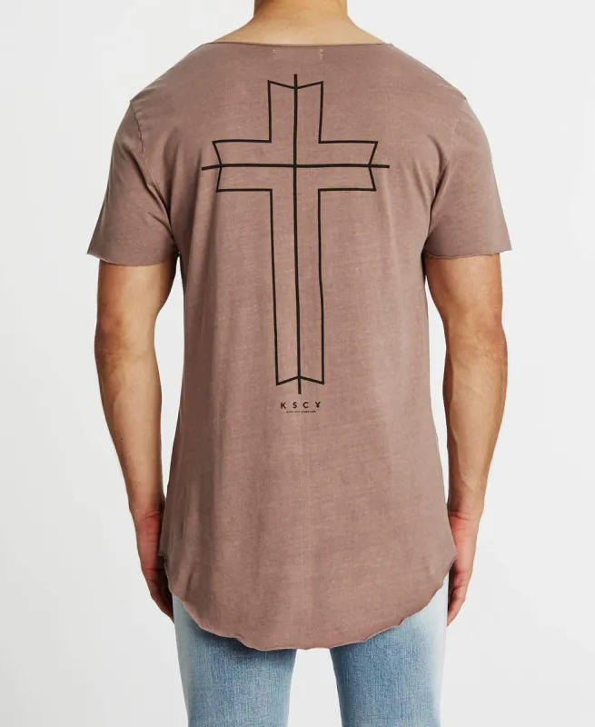 Sedona Raw V Neck T-Shirt Pigment Mauve sold by Neverland
