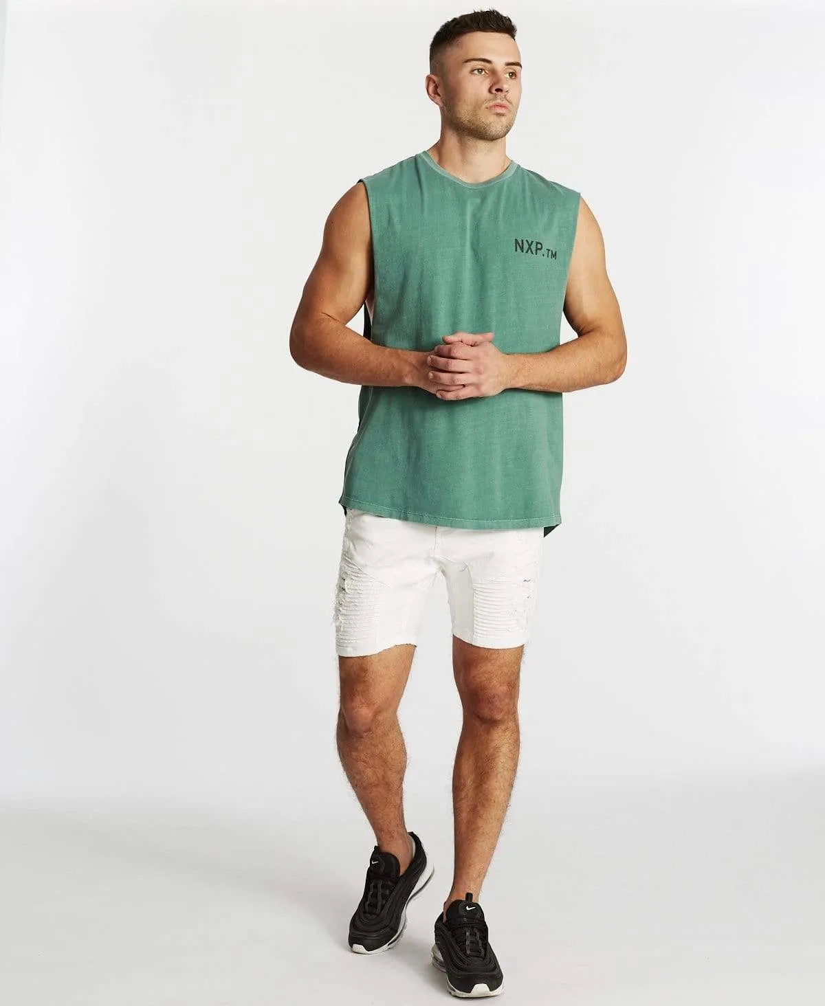 Freedom Time Scoop Back Muscle Tee Pigment Teal sold by Neverland product image thumbnail 4