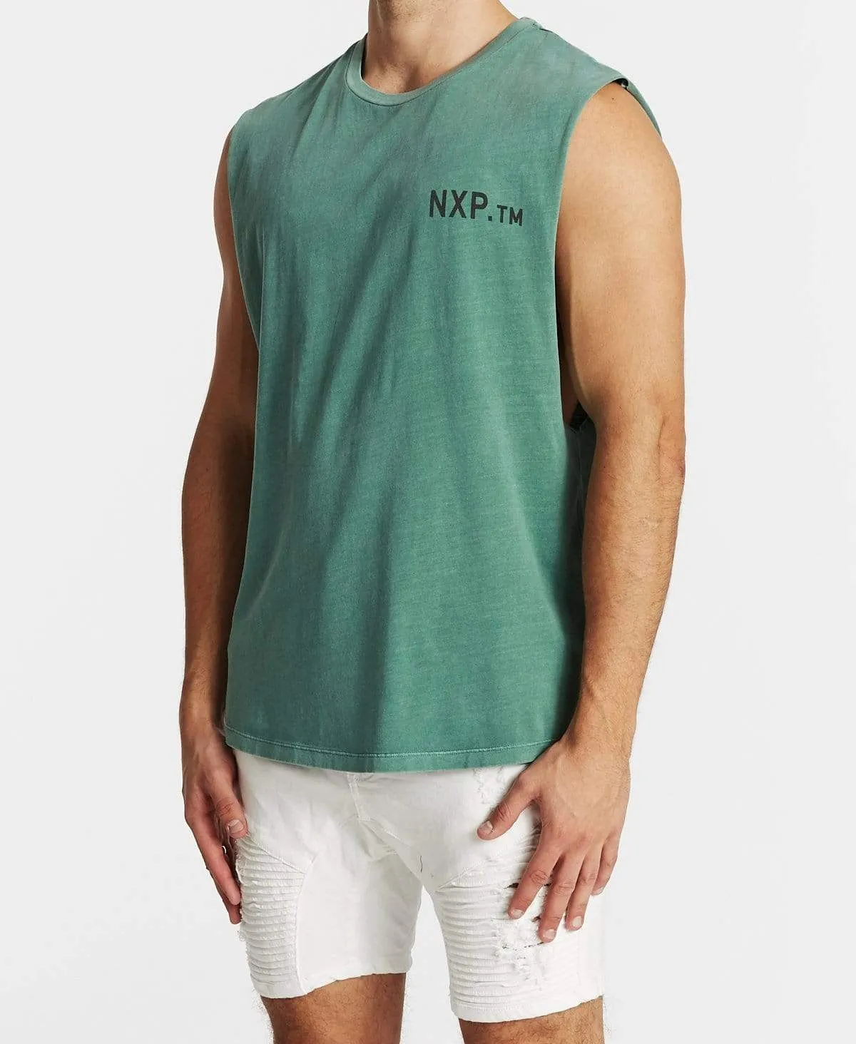 Freedom Time Scoop Back Muscle Tee Pigment Teal sold by Neverland product image thumbnail 3