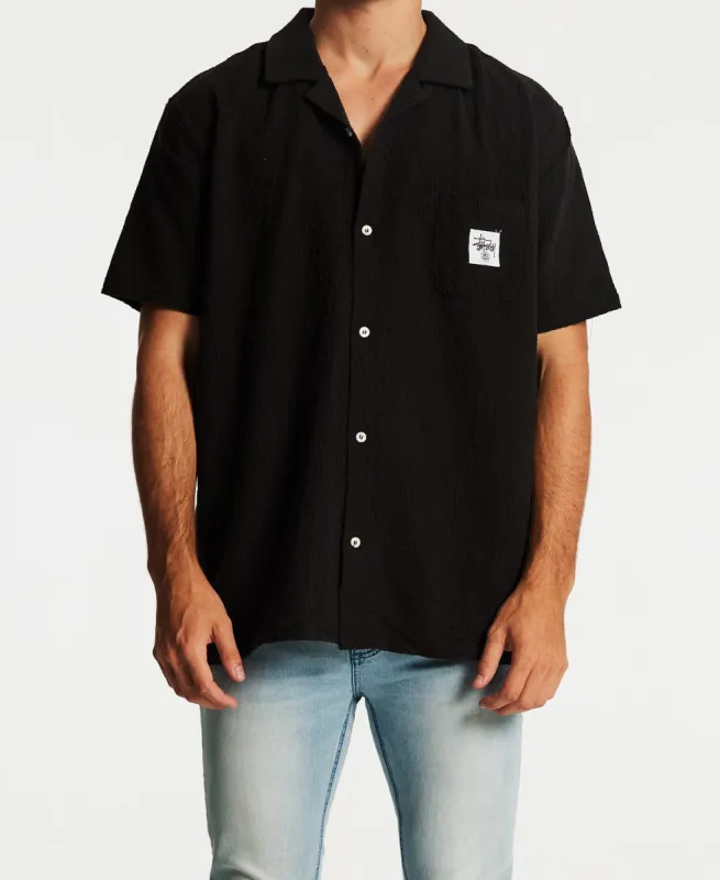 Grid Seersucker Shirt Black sold by Neverland