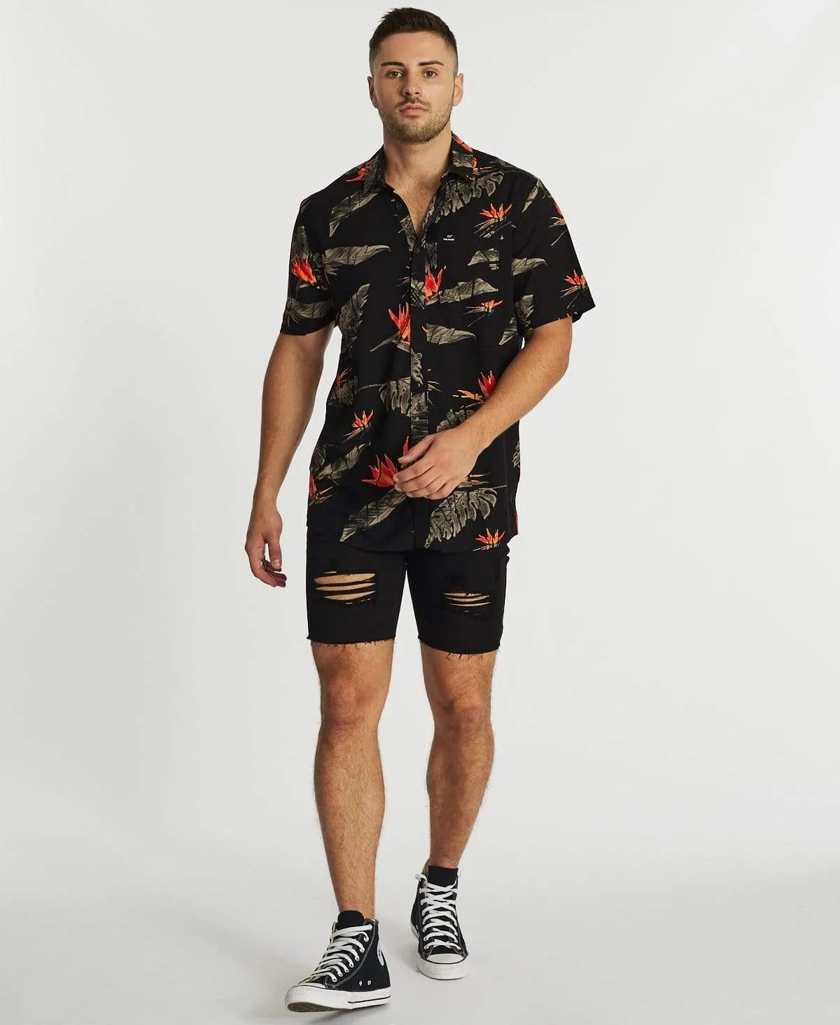 Floral Erupter Short Sleeve Shirt Black sold by Neverland product image thumbnail 4