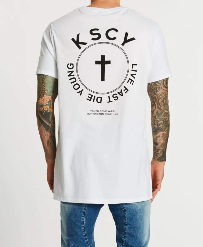 Rennen Step Hem T-Shirt White sold by Neverland