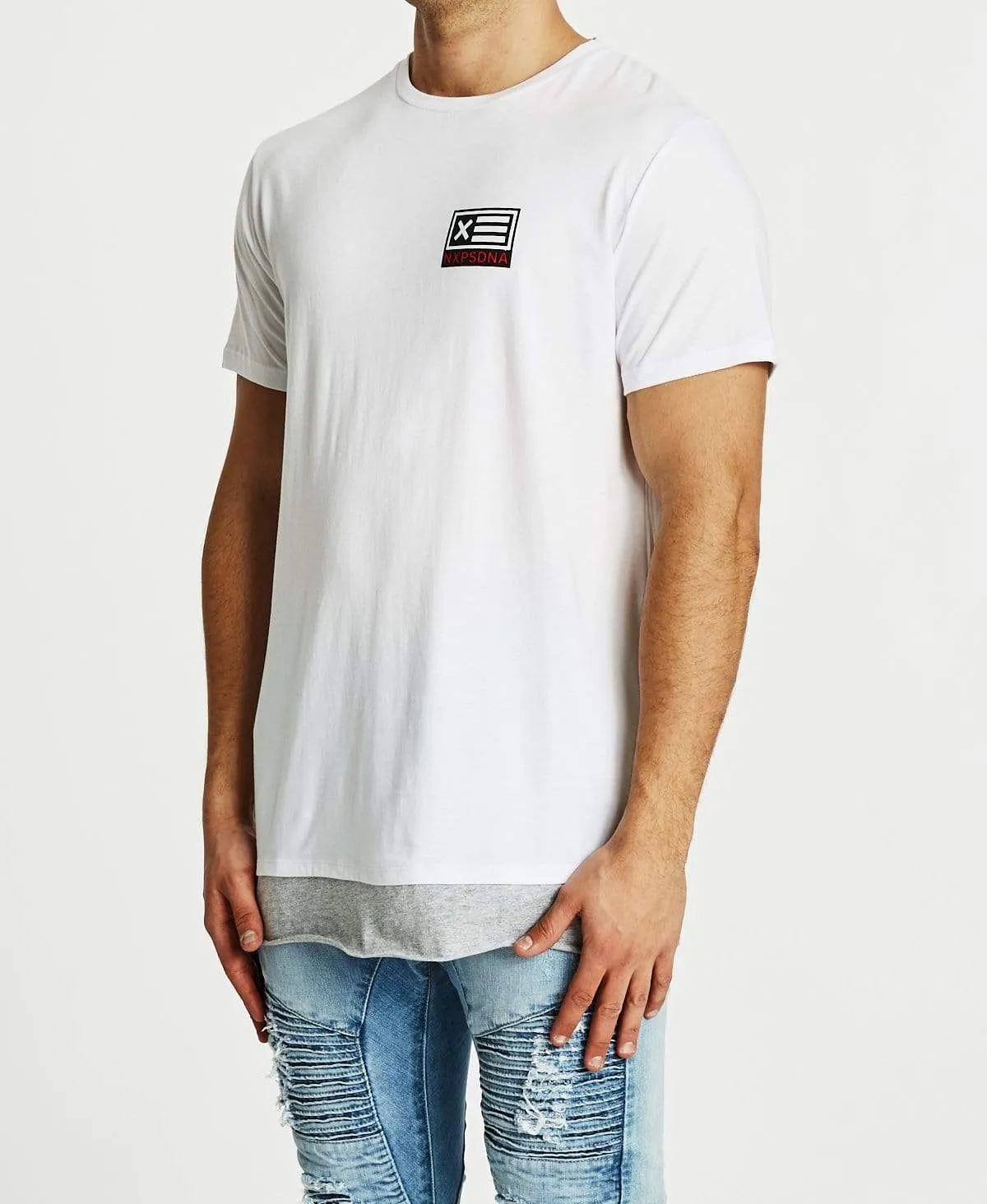 Early Warning Layered Tall T-Shirt White/Grey Marle sold by Neverland product image thumbnail 3