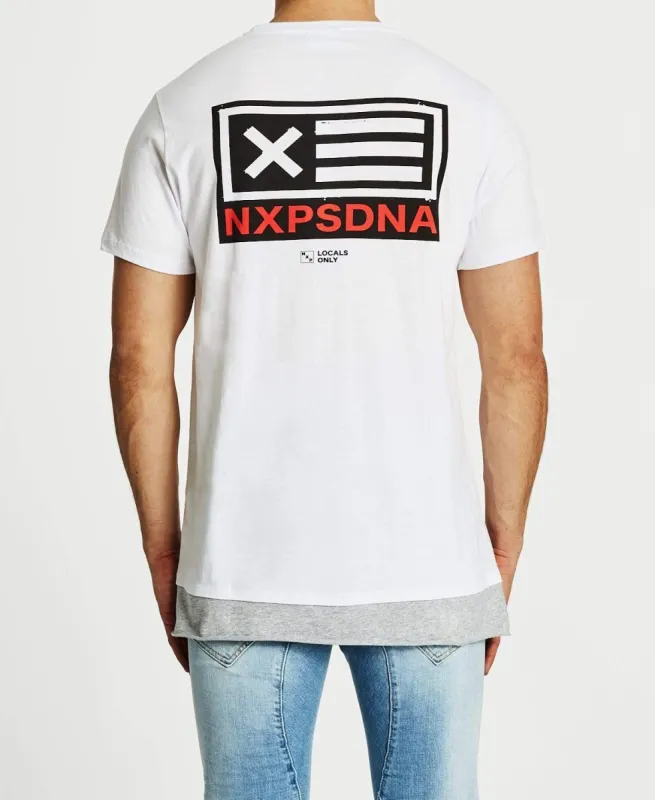 Early Warning Layered Tall T-Shirt White/Grey Marle sold by Neverland