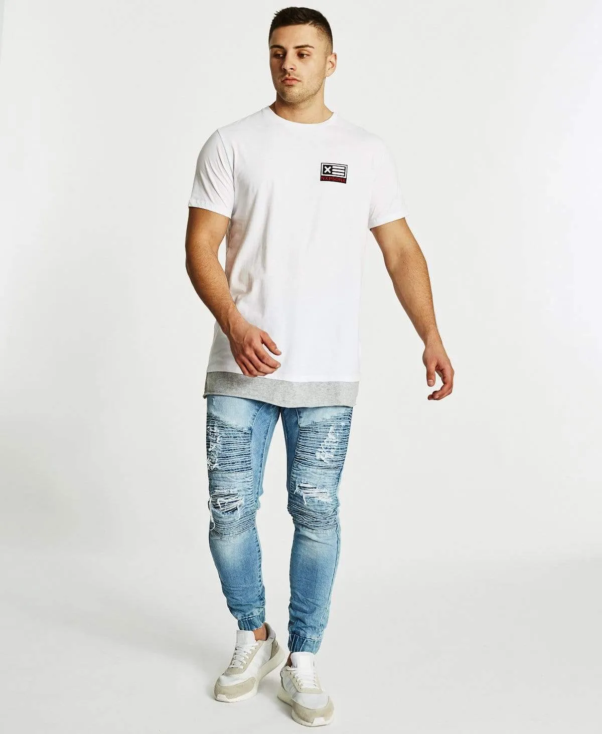 Early Warning Layered Tall T-Shirt White/Grey Marle sold by Neverland product image thumbnail 4