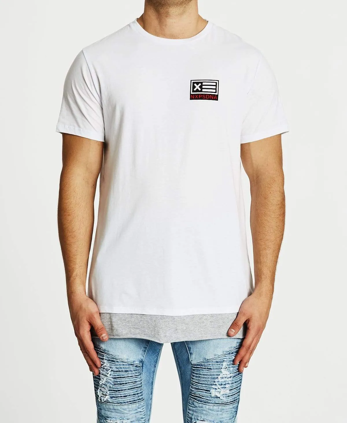 Early Warning Layered Tall T-Shirt White/Grey Marle sold by Neverland product image thumbnail 2