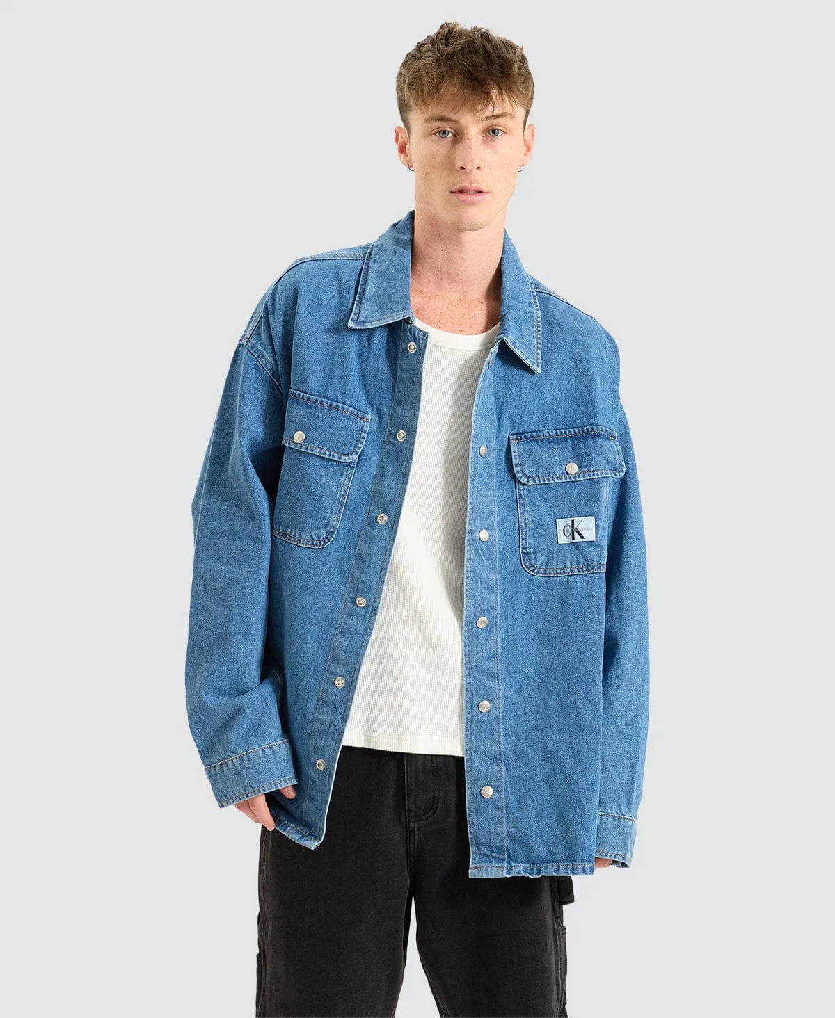 Boxy Loose Shirt Denim Medium Blue sold by Neverland