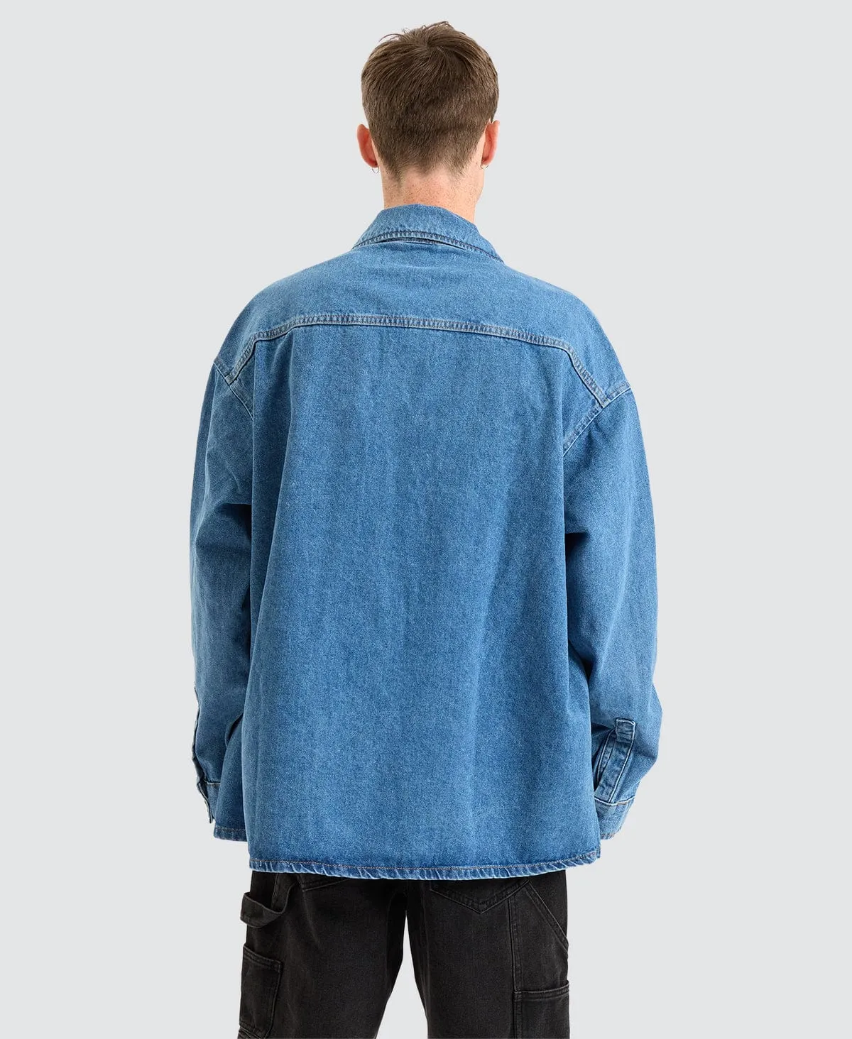 Boxy Loose Shirt Denim Medium Blue sold by Neverland product image thumbnail 2