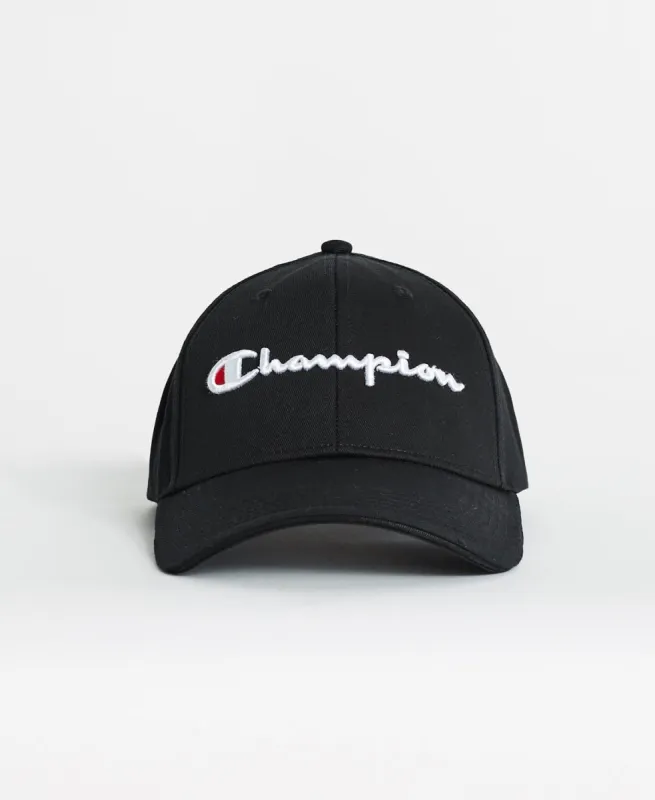Champion Script Cap Black sold by Neverland