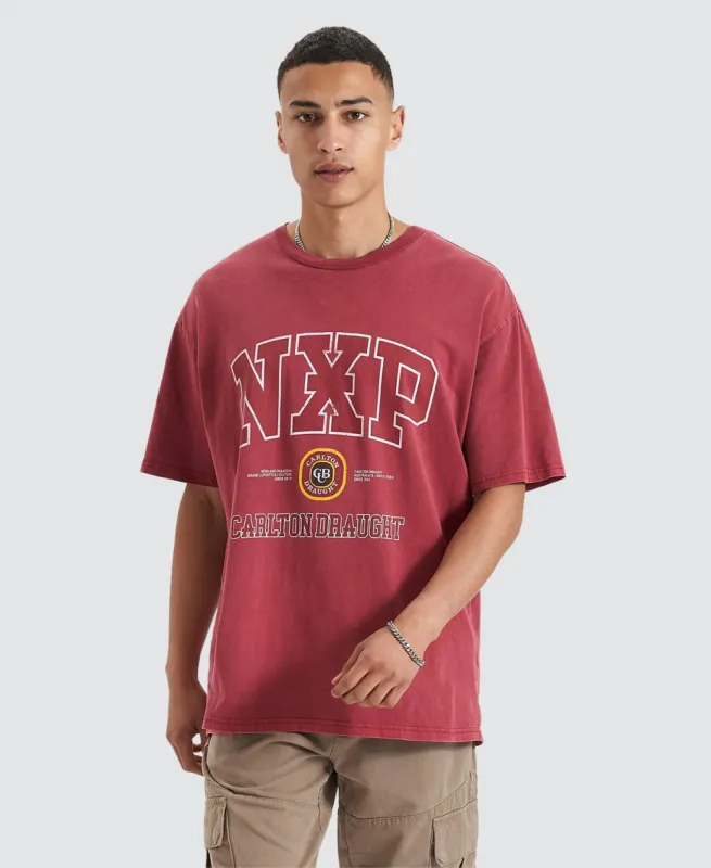 Agnus Relaxed Box Fit T-Shirt Maroon Red sold by Neverland