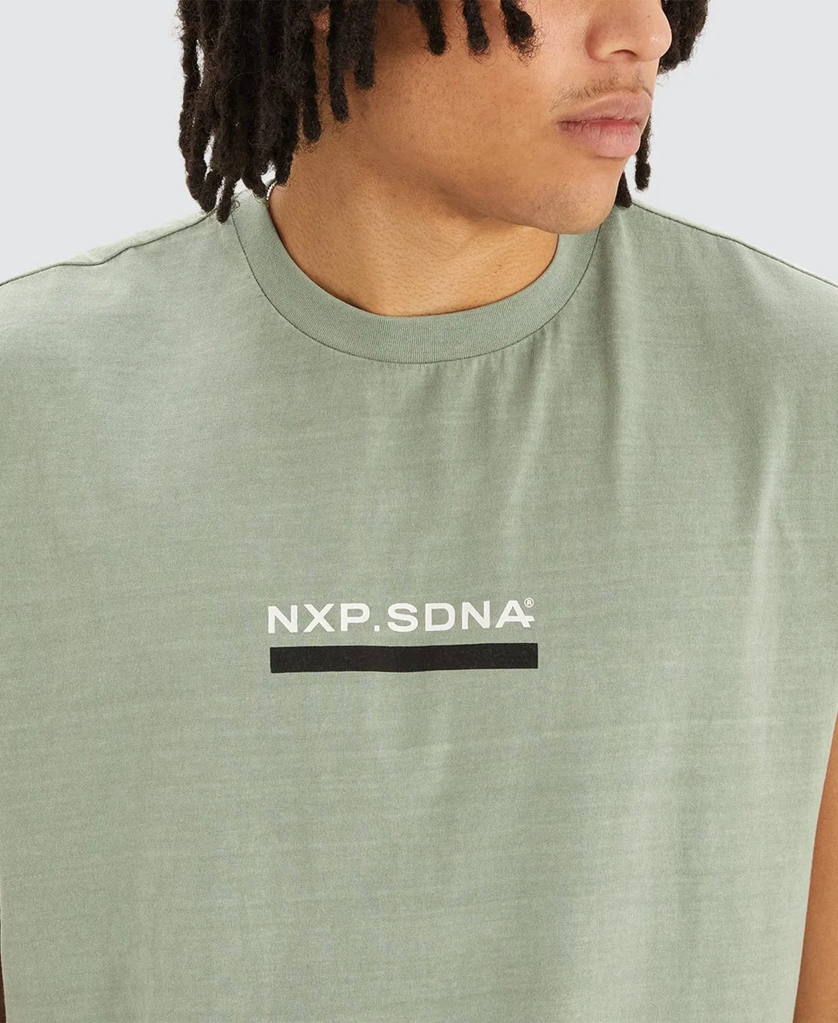 Midnight Dual Curved Muscle Tee Sage sold by Neverland product image thumbnail 2