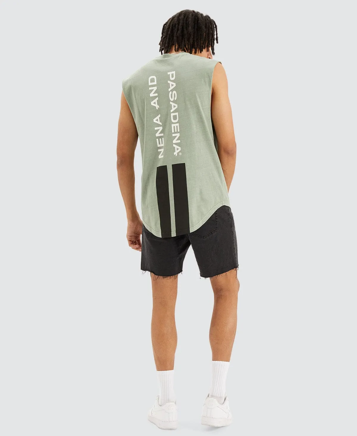 Midnight Dual Curved Muscle Tee Sage sold by Neverland product image thumbnail 3