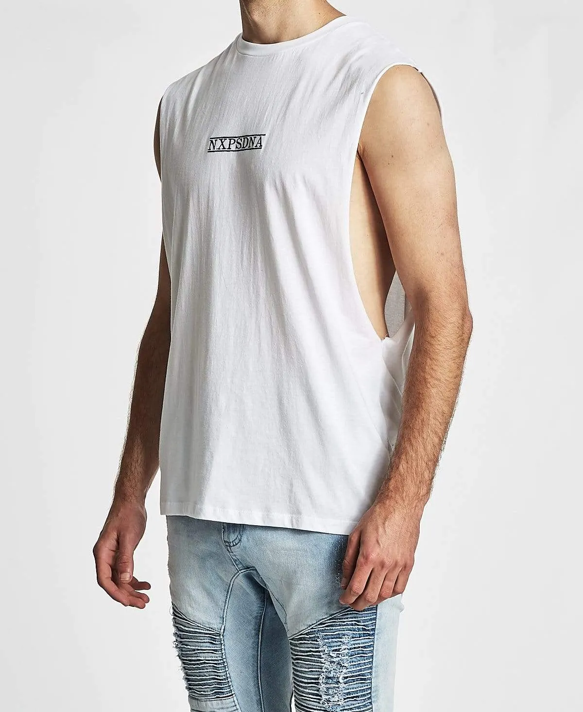Wonder Scoop Back Muscle Tee White sold by Neverland product image thumbnail 3