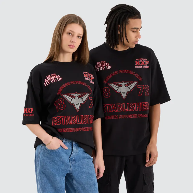 Essendon Bombers AFL Mega Loopback Tee Jet Black sold by Neverland