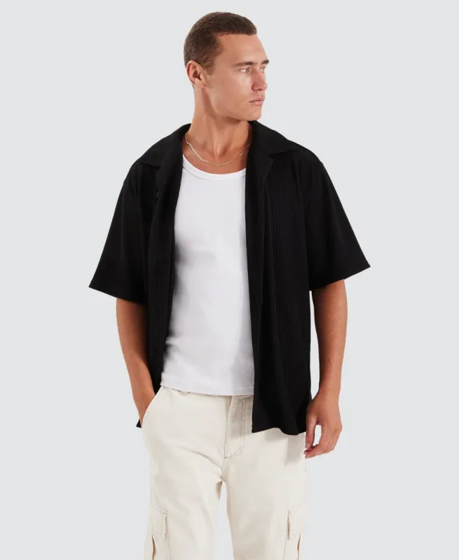 Baroque Cropped Resort Shirt Black sold by Neverland