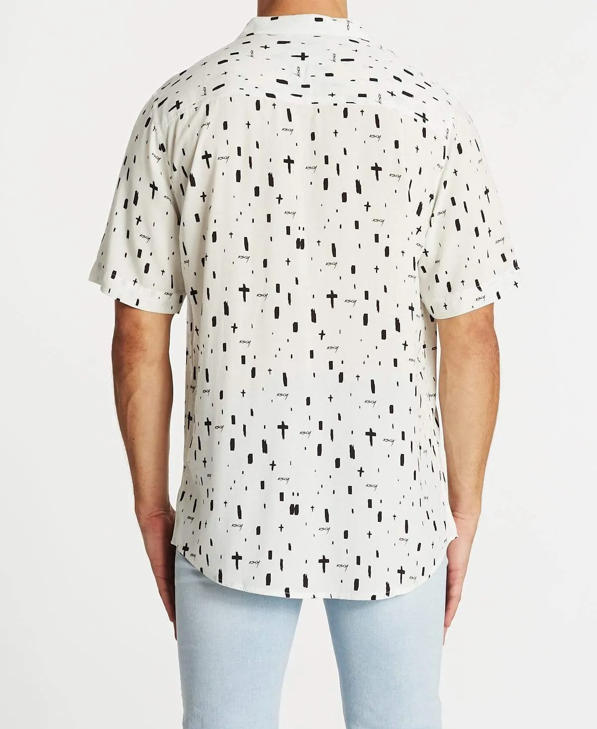 Never Mind Relaxed Short Sleeve Shirt White/Black Print sold by Neverland product image thumbnail 2