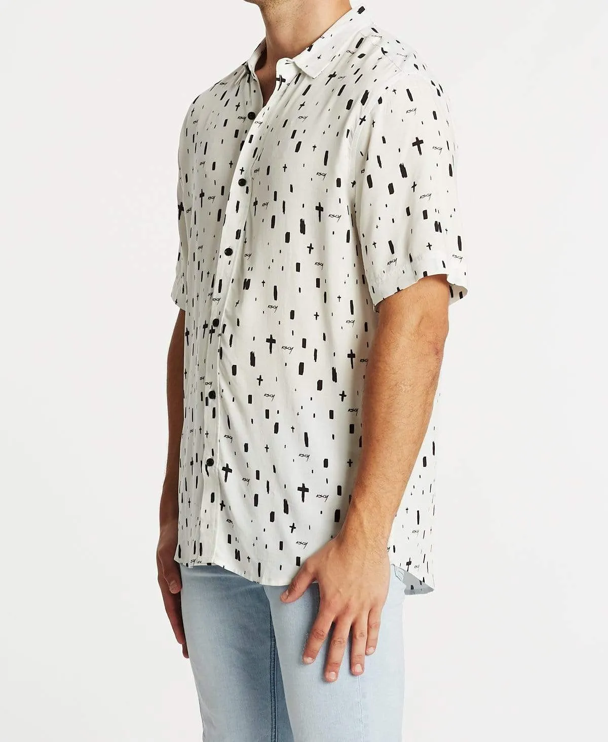 Never Mind Relaxed Short Sleeve Shirt White/Black Print sold by Neverland product image thumbnail 3
