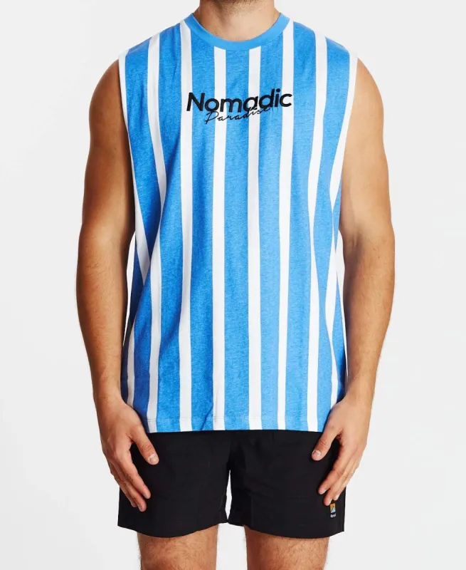 Highway Standard Muscle Tee Blue Stripe sold by Neverland