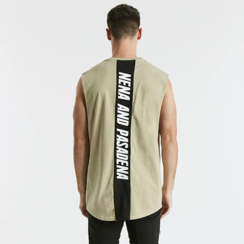 Highway Scoop Back Muscle Tee Light Taupe sold by Neverland