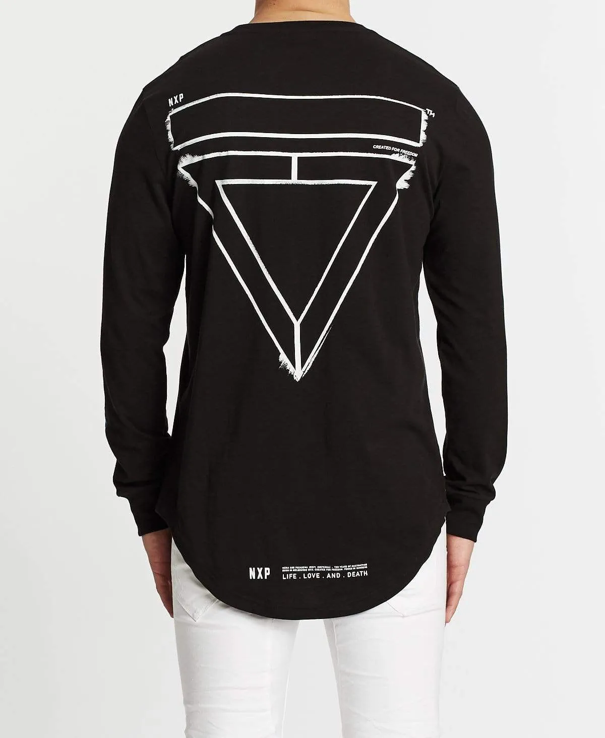 Life Love Death Dual Curved Long Sleeve T-Shirt Jet Black sold by Neverland