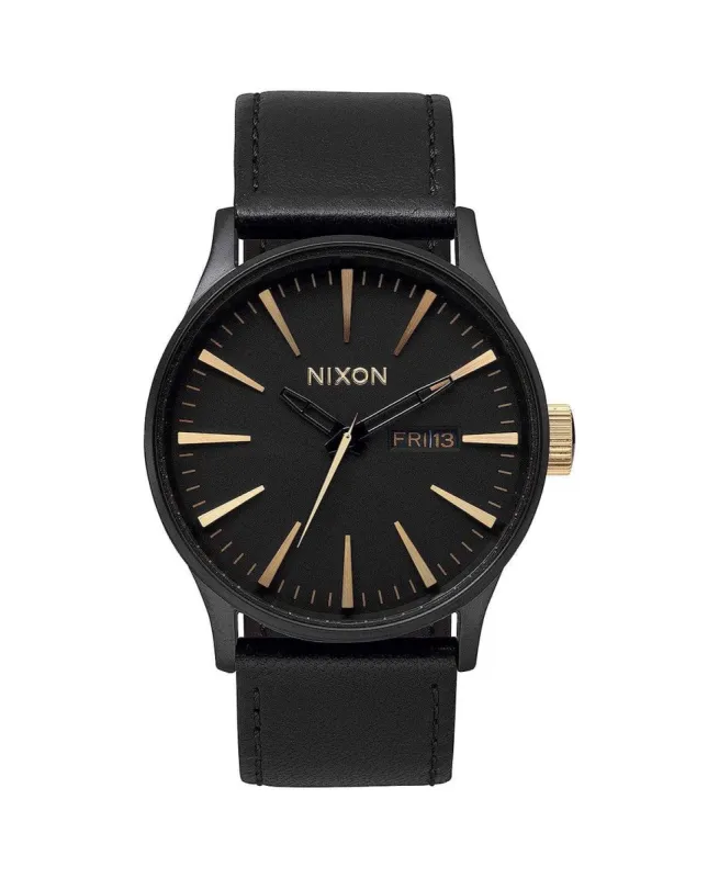 Sentry Leather Watch Matte Black/Gold Matte Black sold by Neverland