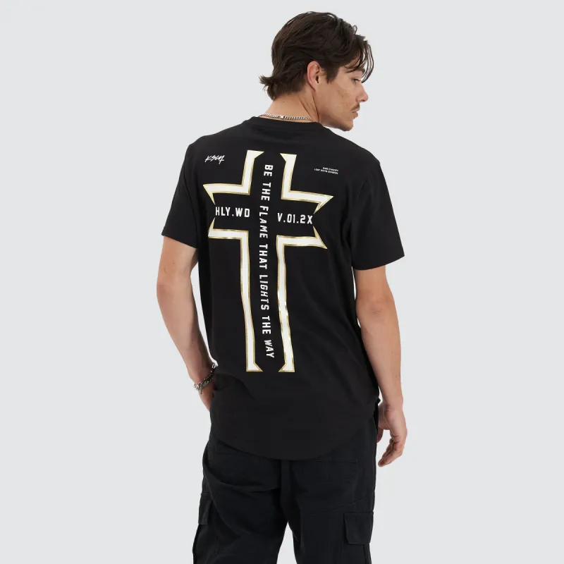 Flame Dual Curved Tee Jet Black sold by Neverland