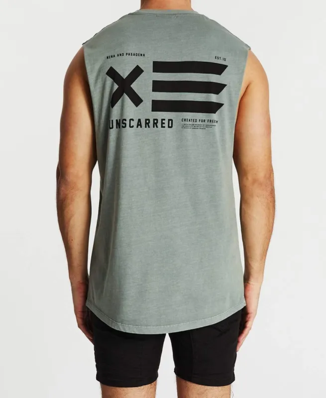 Unscarred Scoop Back Muscle Tee Pigment Sage sold by Neverland
