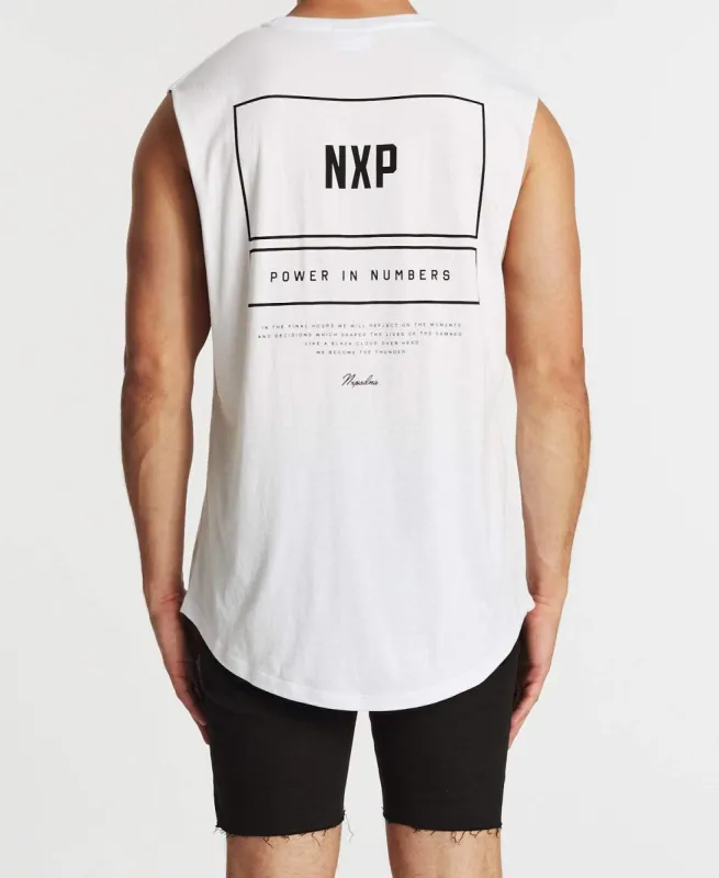 Choices Scoop Back Muscle Tee White sold by Neverland