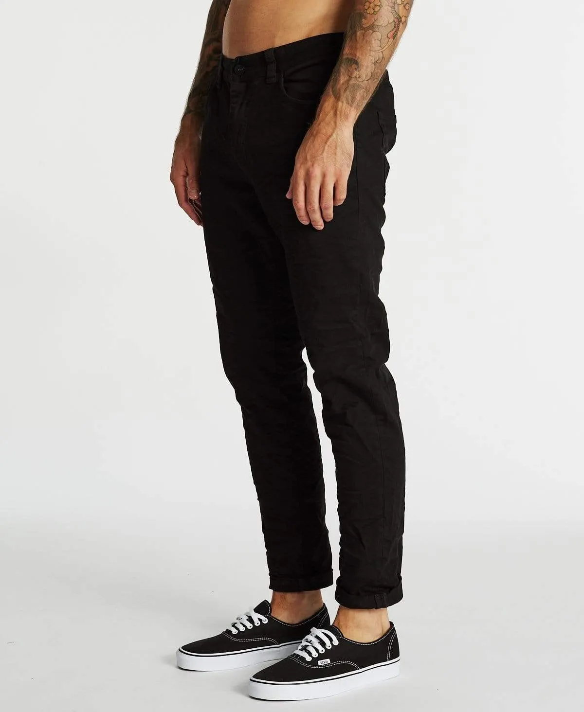 K3 Tapered Turn Up Jeans Black sold by Neverland