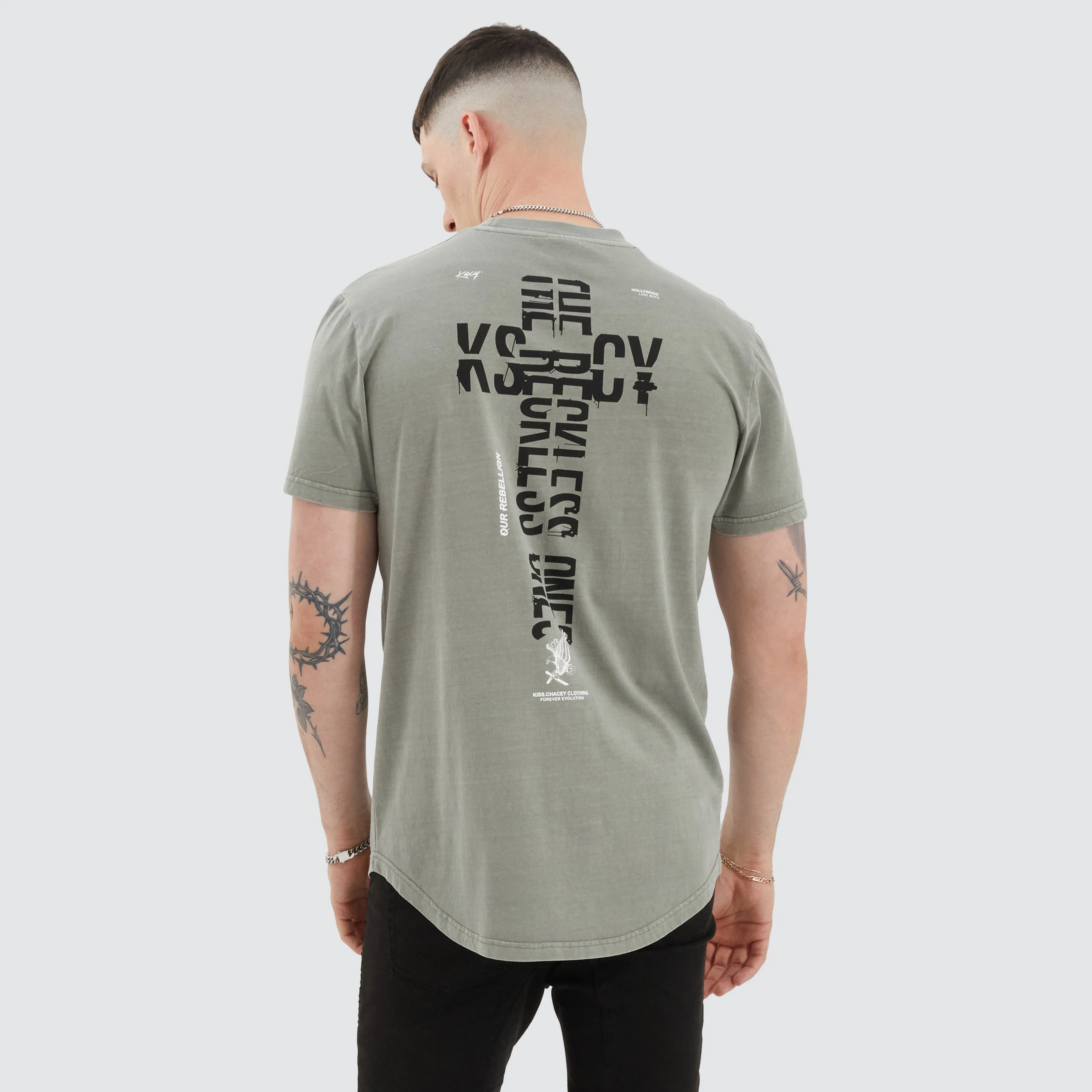 Brook Dual Curved Tee Pigment Khaki sold by Neverland