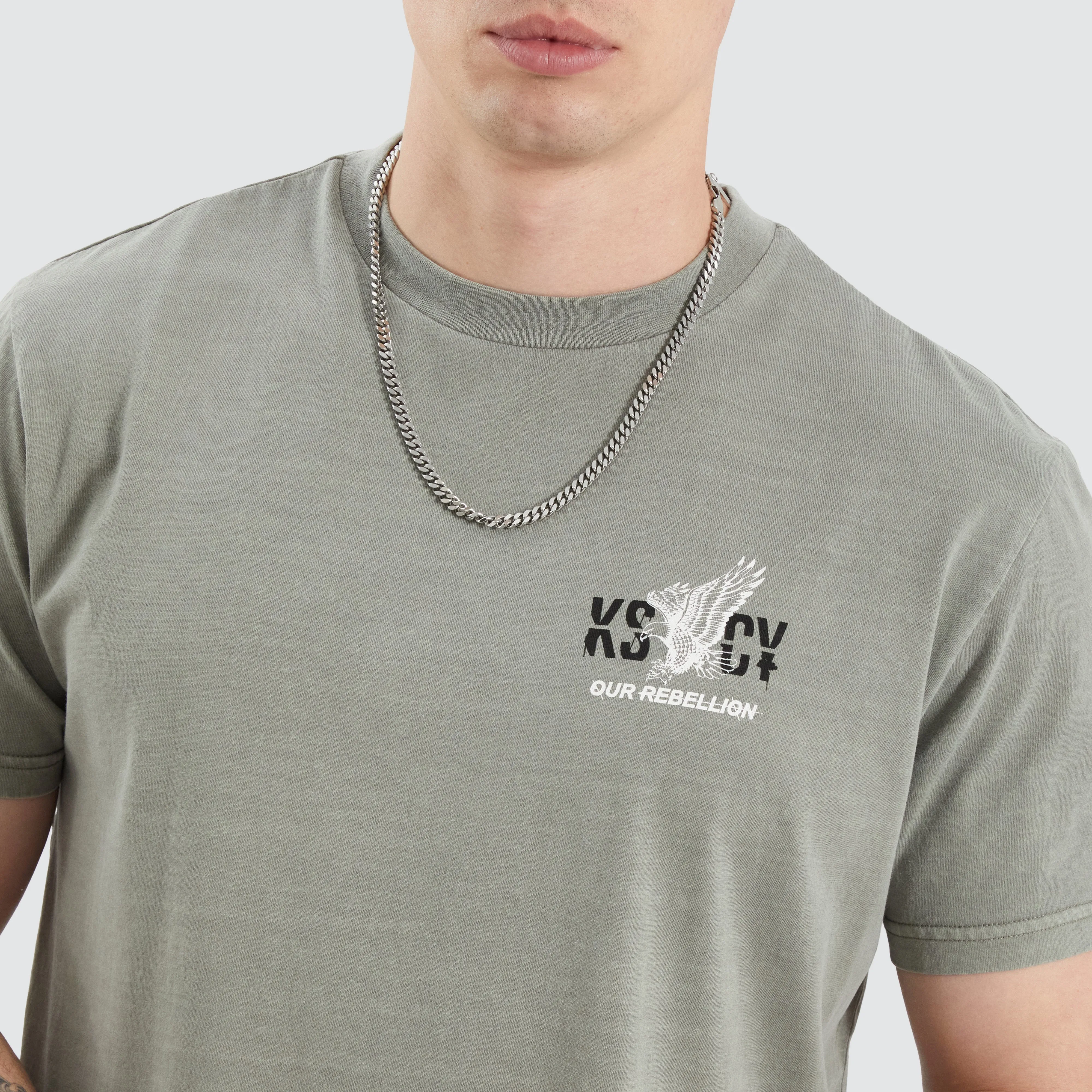 Brook Dual Curved Tee Pigment Khaki sold by Neverland product image thumbnail 3