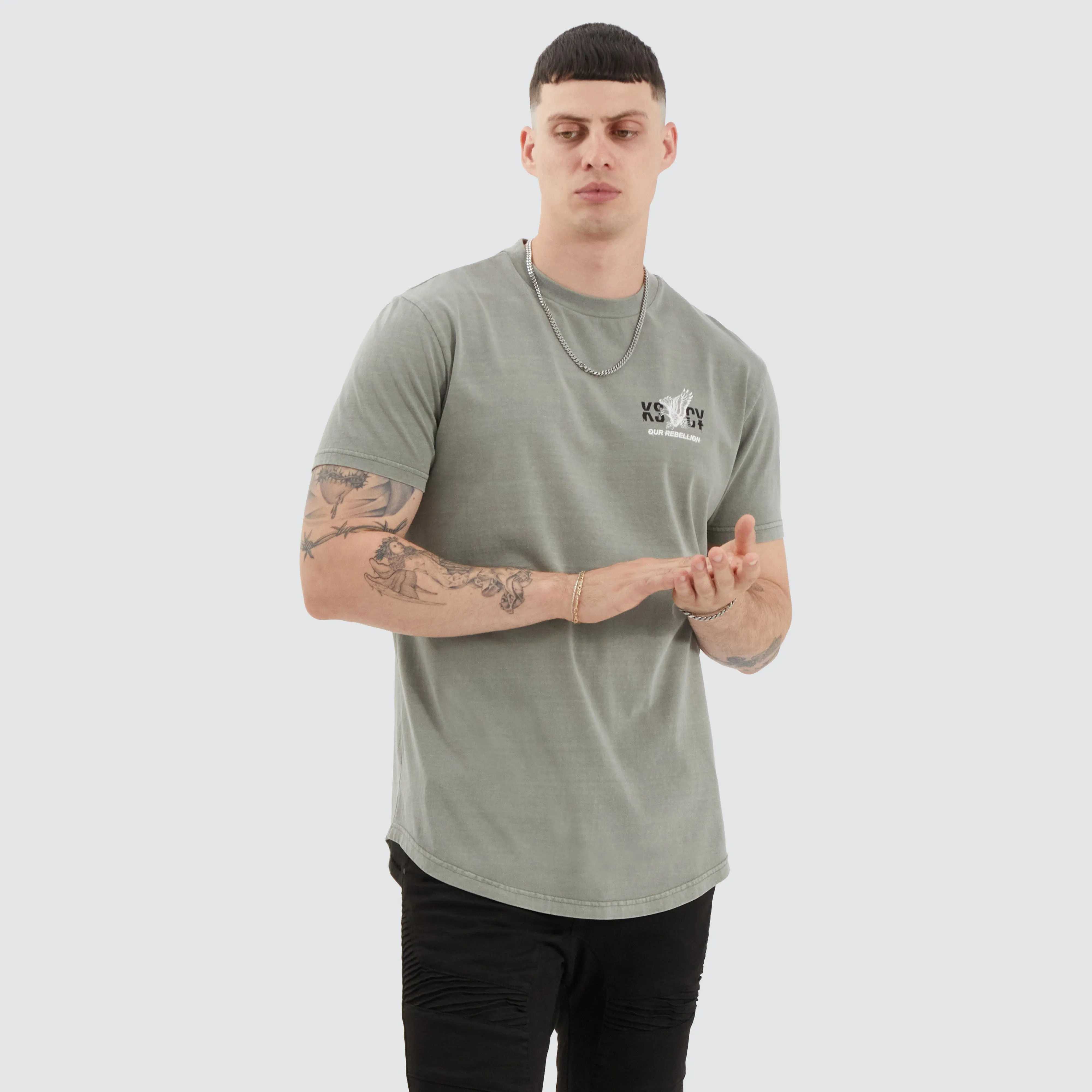 Brook Dual Curved Tee Pigment Khaki sold by Neverland product image thumbnail 2