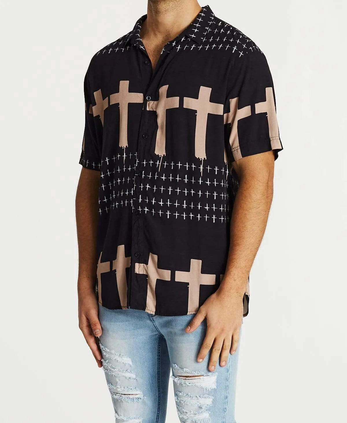 Crypt Relaxed Short Sleeve Shirt Black Print sold by Neverland product image thumbnail 3