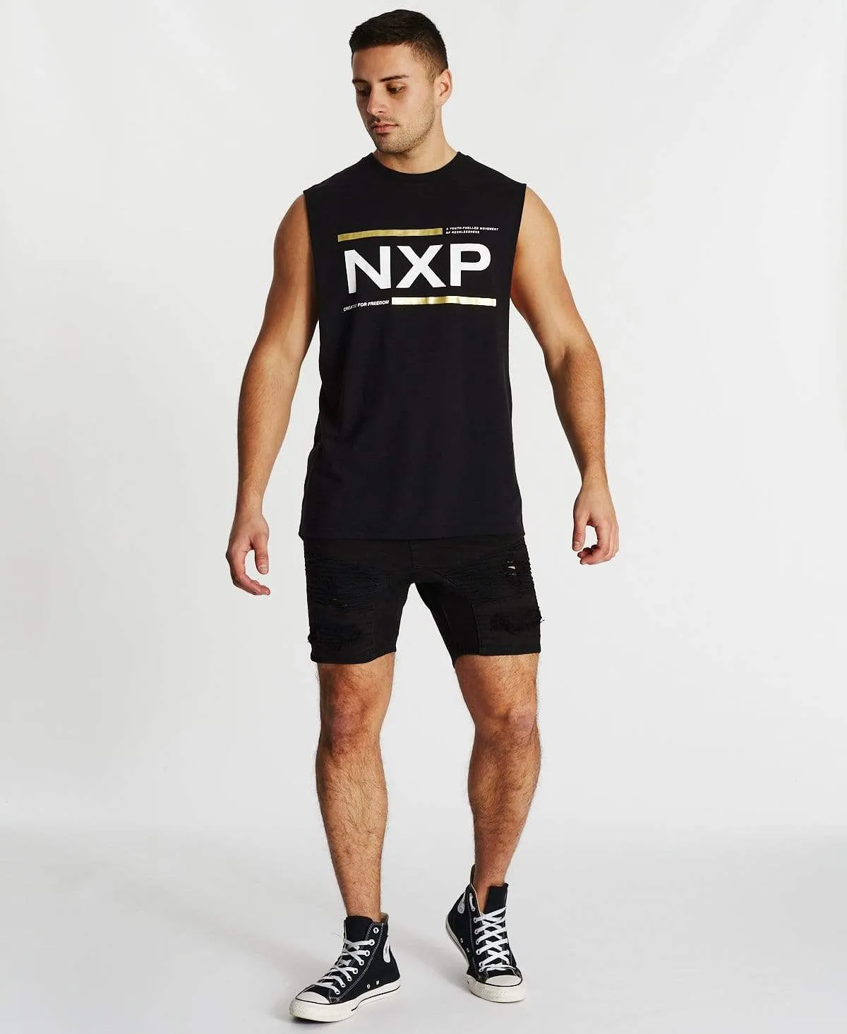 Reverent Scoop Back Muscle Tee Jet Black sold by Neverland product image thumbnail 4