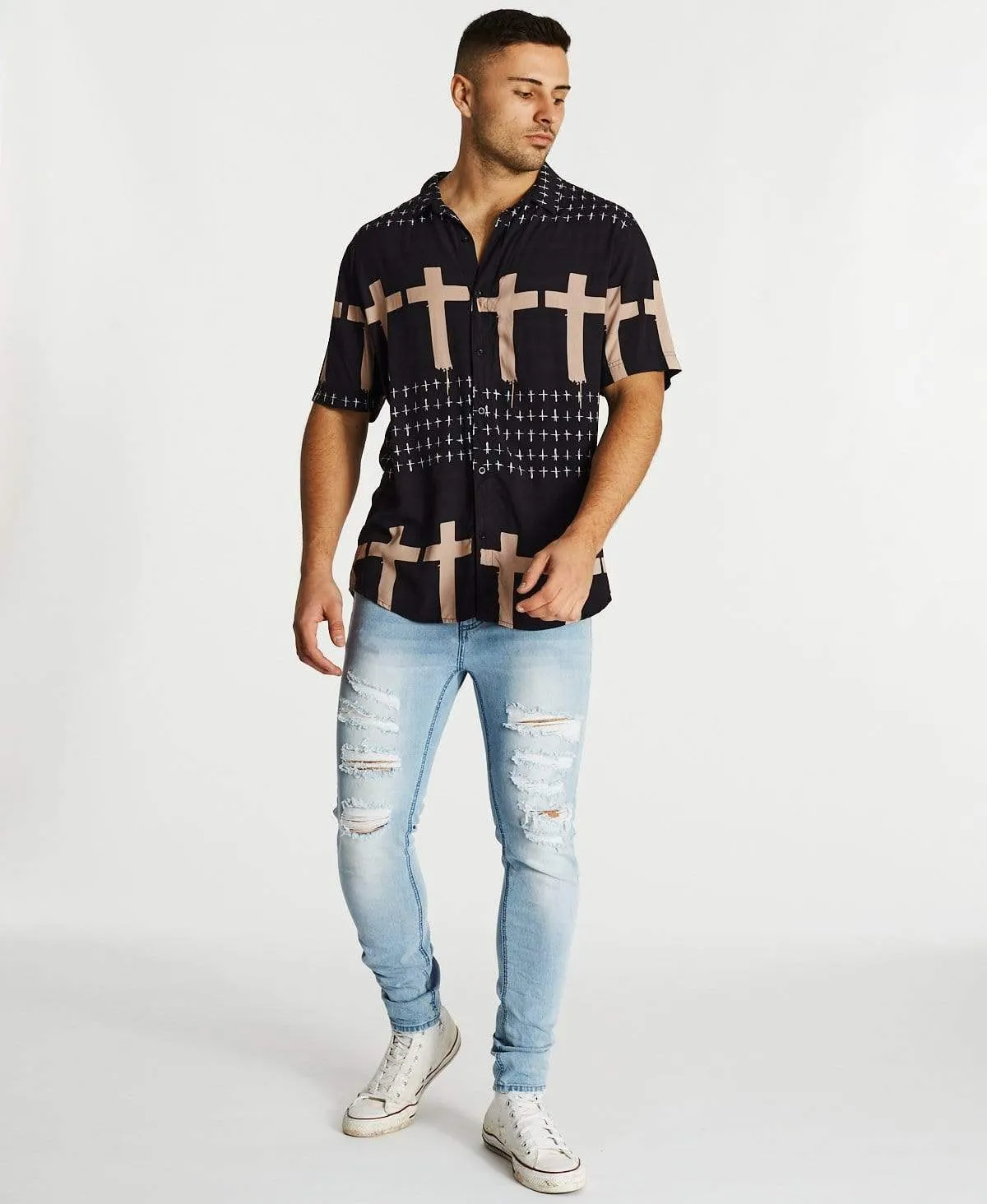 Crypt Relaxed Short Sleeve Shirt Black Print sold by Neverland product image thumbnail 4