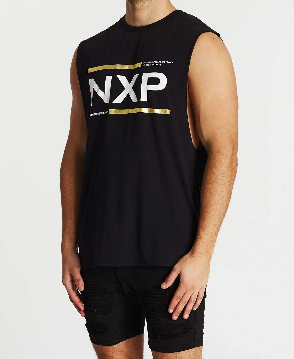 Reverent Scoop Back Muscle Tee Jet Black sold by Neverland product image thumbnail 3