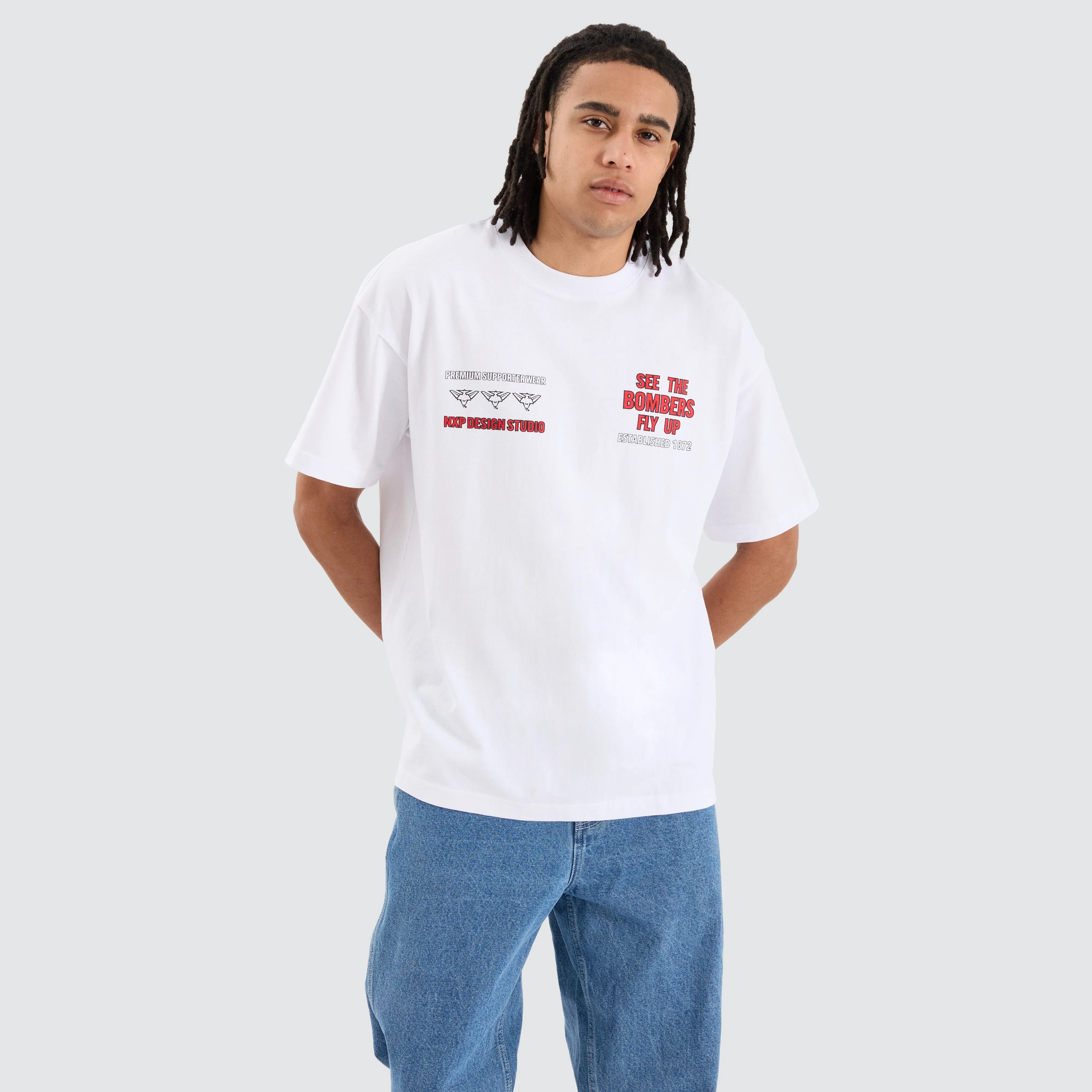Essendon Bombers AFL Heavy Raptor Tee Optical White sold by Neverland product image thumbnail 5