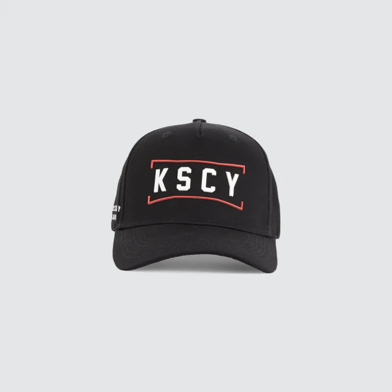Bronx 5 Panel Curved Peak Cap Black sold by Neverland