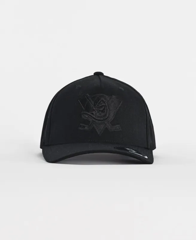 NHL Black on Black Crest High Crown 110 Pinch Panel Ducks Black sold by Neverland